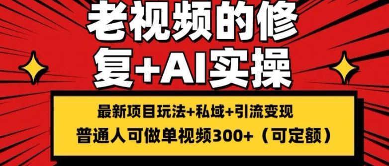 修复老视频的玩法，搬砖+引流的变现(可持久)，单条收益300+【揭秘】-云创未来