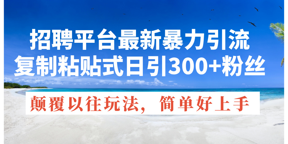 （11538期）招聘平台最新暴力引流，复制粘贴式日引300+粉丝，颠覆以往垃圾玩法，简…-云创未来