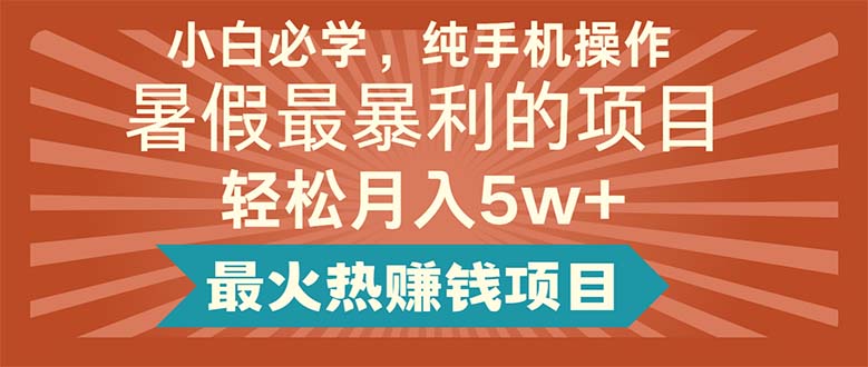 （11583期）小白必学，纯手机操作，暑假最暴利的项目轻松月入5w+最火热赚钱项目-云创未来