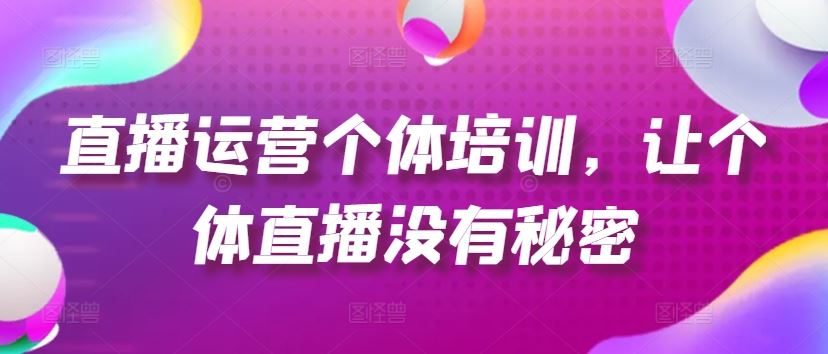 直播运营个体培训，让个体直播没有秘密，起号、货源、单品打爆、投流等玩法-云创未来