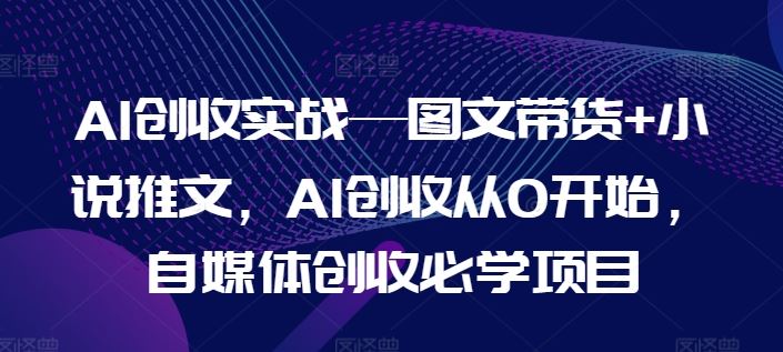 AI创收实战—图文带货+小说推文，AI创收从0开始，自媒体创收必学项目-云创未来