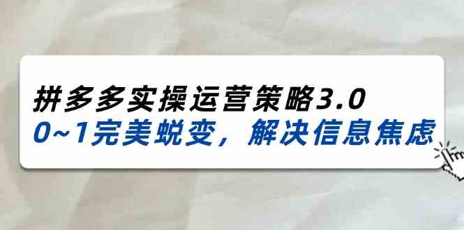 2024-2025拼多多实操运营策略3.0，0~1完美蜕变，解决信息焦虑（38节）-云创未来