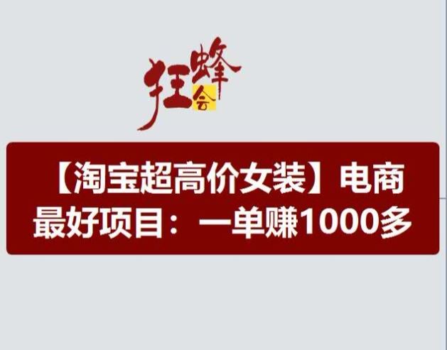 淘宝超高价女装项目，电商最好赛道，一单赚1000多-云创未来