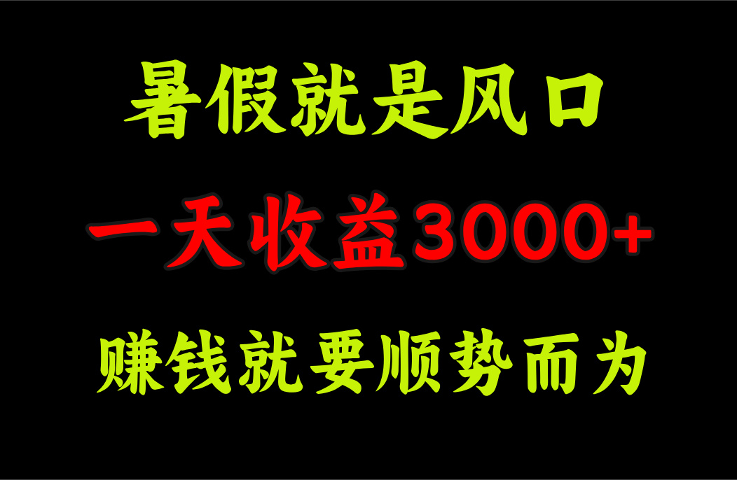 （11670期）一天收益3000+ 赚钱就是顺势而为，暑假就是风口-云创未来