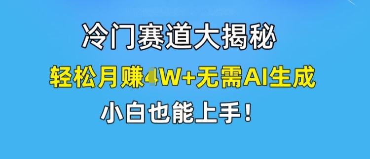 冷门赛道大揭秘，轻松月赚1W+无需AI生成，小白也能上手【揭秘】-云创未来