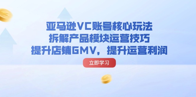 （11848期）亚马逊VC账号核心玩法，拆解产品模块运营技巧，提升店铺GMV，提升运营利润-云创未来