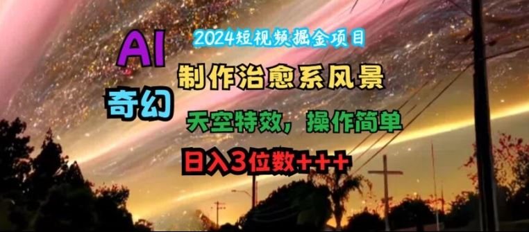 2024短视频掘金项目，AI制作治愈系风景，奇幻天空特效，操作简单，日入3位数【揭秘】-云创未来