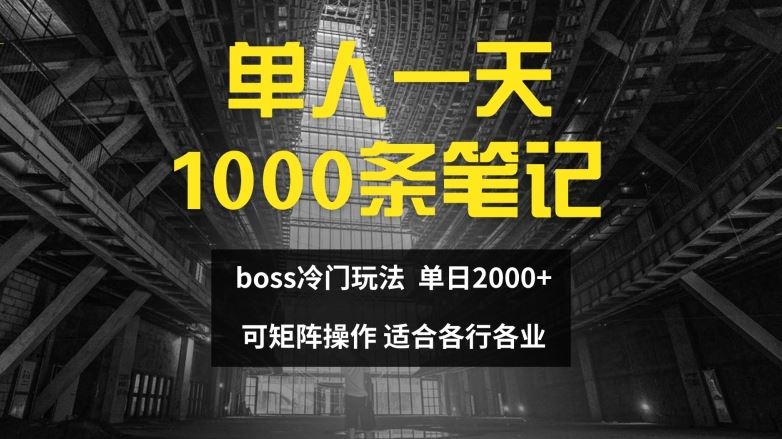 单人一天1000条笔记，日入2000+，BOSS直聘的正确玩法【揭秘】-云创未来