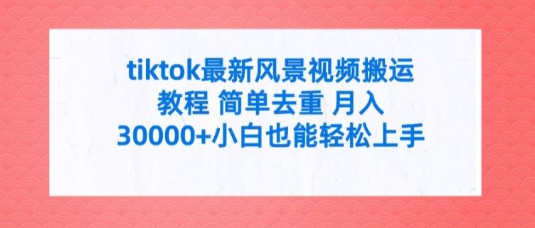 tiktok最新风景视频搬运教程 简单去重 月入3W+小白也能轻松上手【揭秘】-云创未来