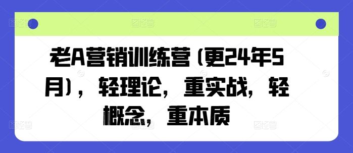 老A营销训练营(更24年7月)，轻理论，重实战，轻概念，重本质-云创未来