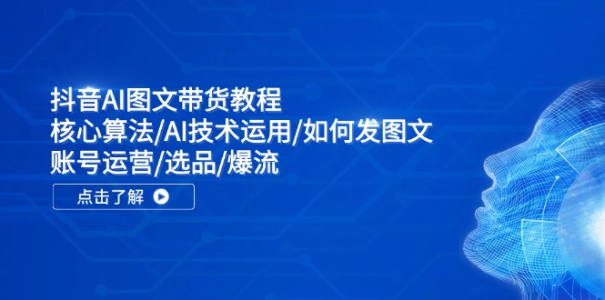 抖音AI图文带货教程：核心算法/AI技术运用/如何发图文/账号运营/选品/爆流-云创未来