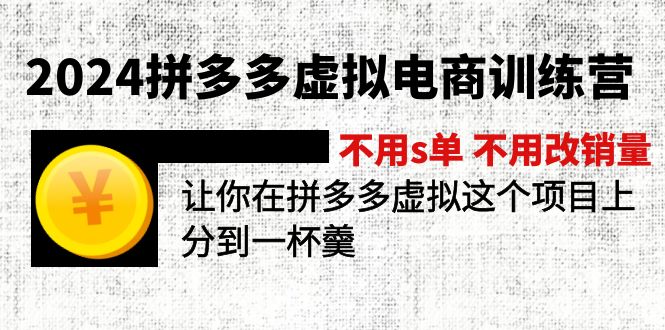 （12024期）2024拼多多虚拟电商训练营 不s单 不改销量  做虚拟项目分一杯羹(更新10节)-云创未来