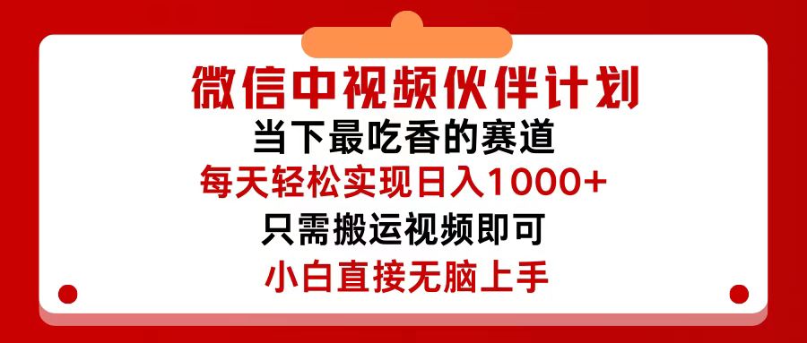 （12017期）微信中视频伙伴计划，仅靠搬运就能轻松实现日入500+，关键操作还简单，…-云创未来