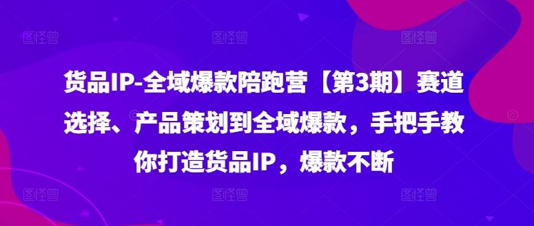 货品IP全域爆款陪跑营【第3期】赛道选择、产品策划到全域爆款，手把手教你打造货品IP，爆款不断-云创未来