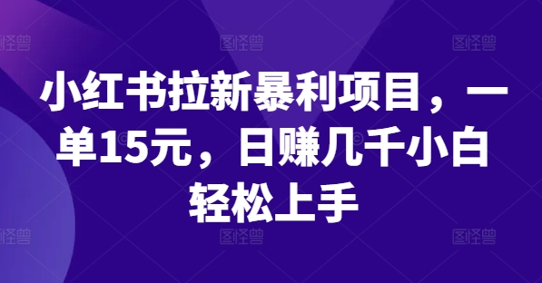 小红书拉新暴利项目，一单15元，日赚几千小白轻松上手-云创未来