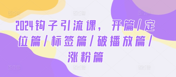 2024钩子引流课，开篇/定位篇/标签篇/破播放篇/涨粉篇-云创未来