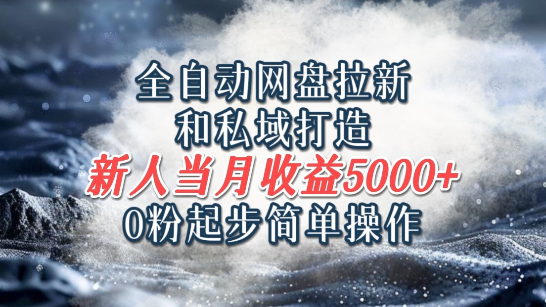 全自动网盘拉新和私域打造，0粉起步简单操作，新人入门当月收益5000以上-云创未来