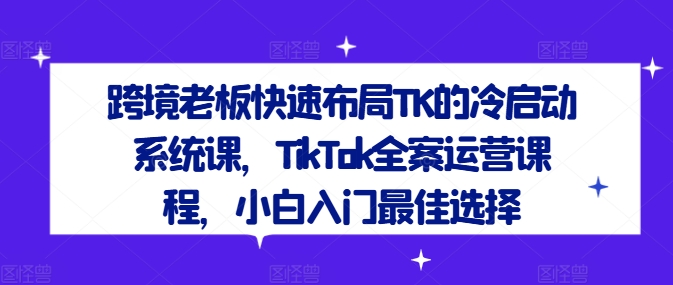 跨境老板快速布局TK的冷启动系统课，TikTok全案运营课程，小白入门最佳选择-云创未来