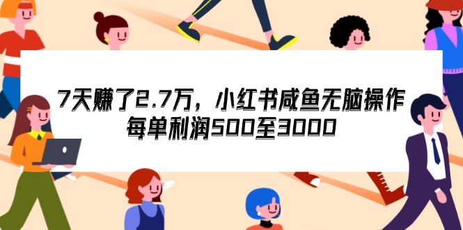（12192期）7天收了2.7万，小红书咸鱼无脑操作，每单利润500至3000-云创未来