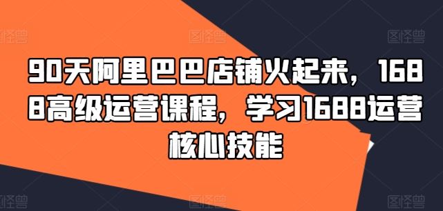 90天阿里巴巴店铺火起来，1688高级运营课程，学习1688运营核心技能-云创未来
