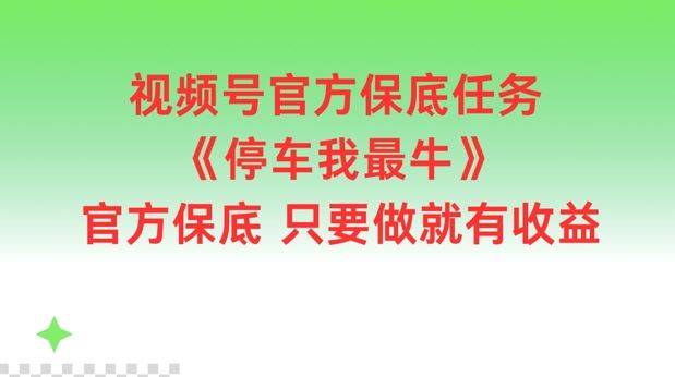 视频号官方保底任务，停车我最牛，官方保底只要做就有收益【揭秘】-云创未来