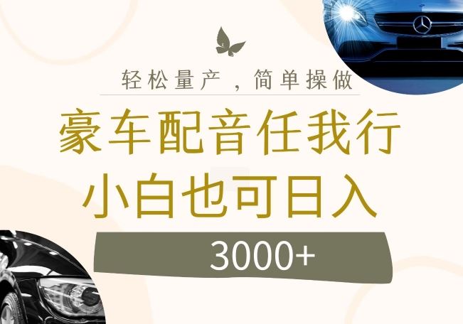 不为人知的暴力小项目，豪车配音，日入几张【揭秘】-云创未来