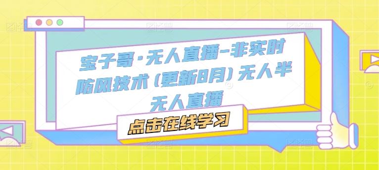 宝子哥·无人直播-非实时防风技术(更新8月)无人半无人直播-云创未来