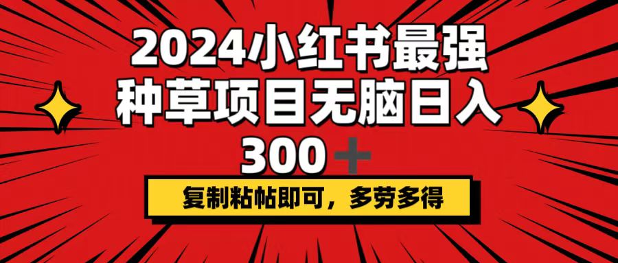 （12336期）2024小红书最强种草项目，无脑日入300+，复制粘帖即可，多劳多得-云创未来