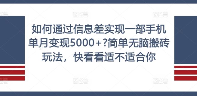 如何通过信息差实现一部手机单月变现5000+?简单无脑搬砖玩法，快看看适不适合你【揭秘】-云创未来