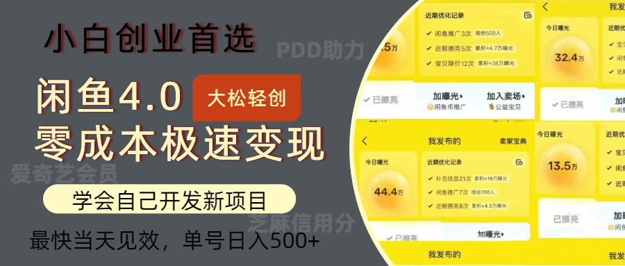 （12434期）闲鱼0成本极速变现项目，多种变现方式 单号日入500+最新玩法-云创未来
