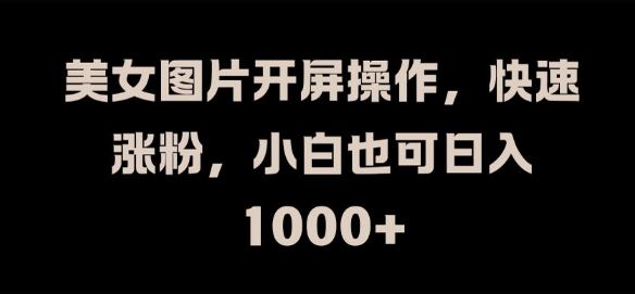 美女图片开屏操作，快速涨粉，小白也可日入1k【揭秘】-云创未来