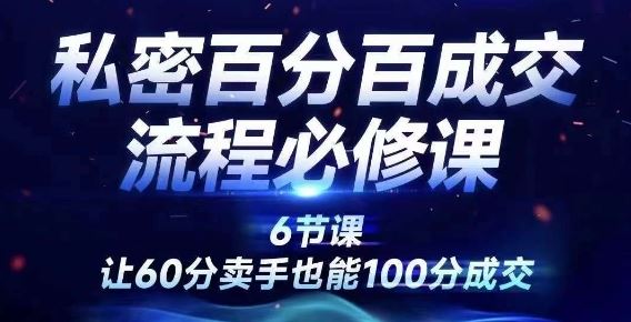私密百分百成交流程线上训练营，绝对成交，让60分卖手也能100分成交-云创未来