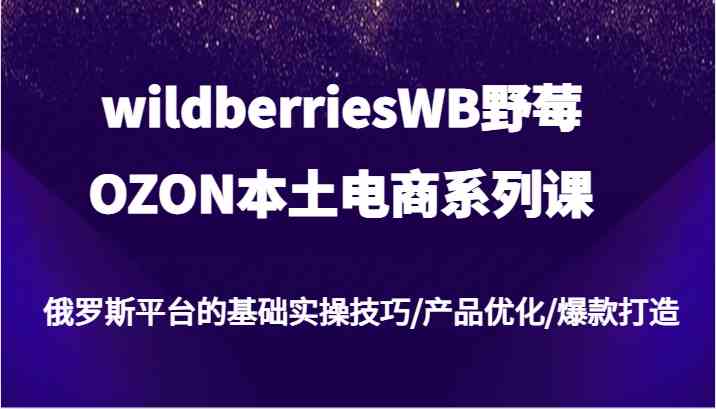 wildberriesWB野莓/OZON本土电商系列课，俄罗斯平台的基础实操技巧/产品优化/爆款打造-云创未来