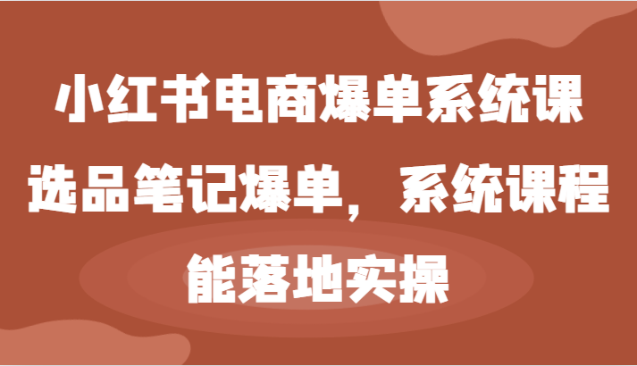 小红书电商爆单系统课-选品笔记爆单，系统课程，能落地实操-云创未来