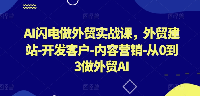 AI闪电做外贸实战课，​外贸建站-开发客户-内容营销-从0到3做外贸AI(更新)-云创未来