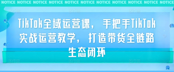 TikTok全域运营课，手把手TikTok实战运营教学，打造带货全链路生态闭环-云创未来