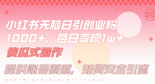 小红书无脑每日引流创业粉500+，小白每天只花半小时，躺赚长尾收益【揭秘】-云创未来