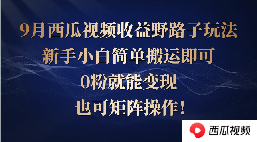 西瓜视频收益野路子玩法，新手小白简单搬运即可，0粉就能变现，也可矩…-云创未来