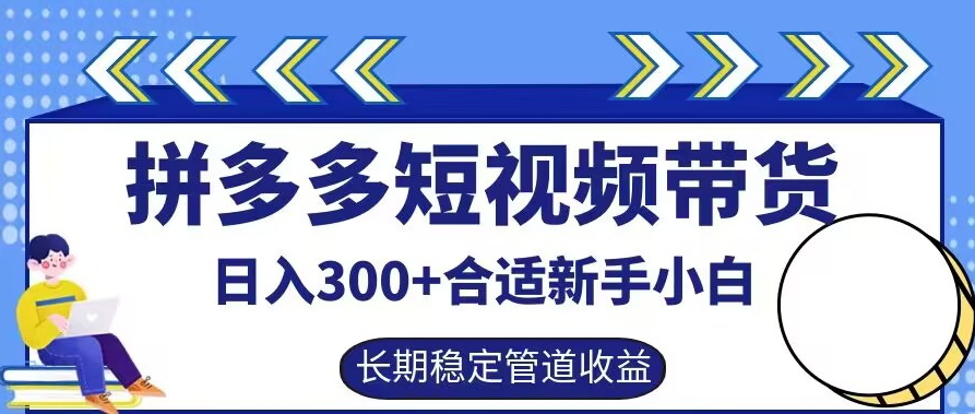 拼多多短视频带货日入300+有长期稳定被动收益，合适新手小白【揭秘】-云创未来