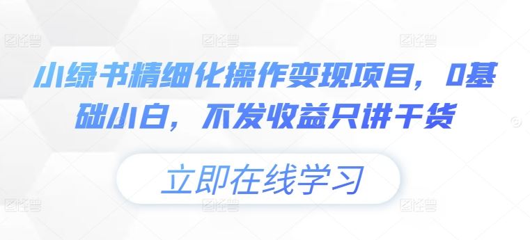 小绿书精细化操作变现项目，0基础小白，不发收益只讲干货-云创未来